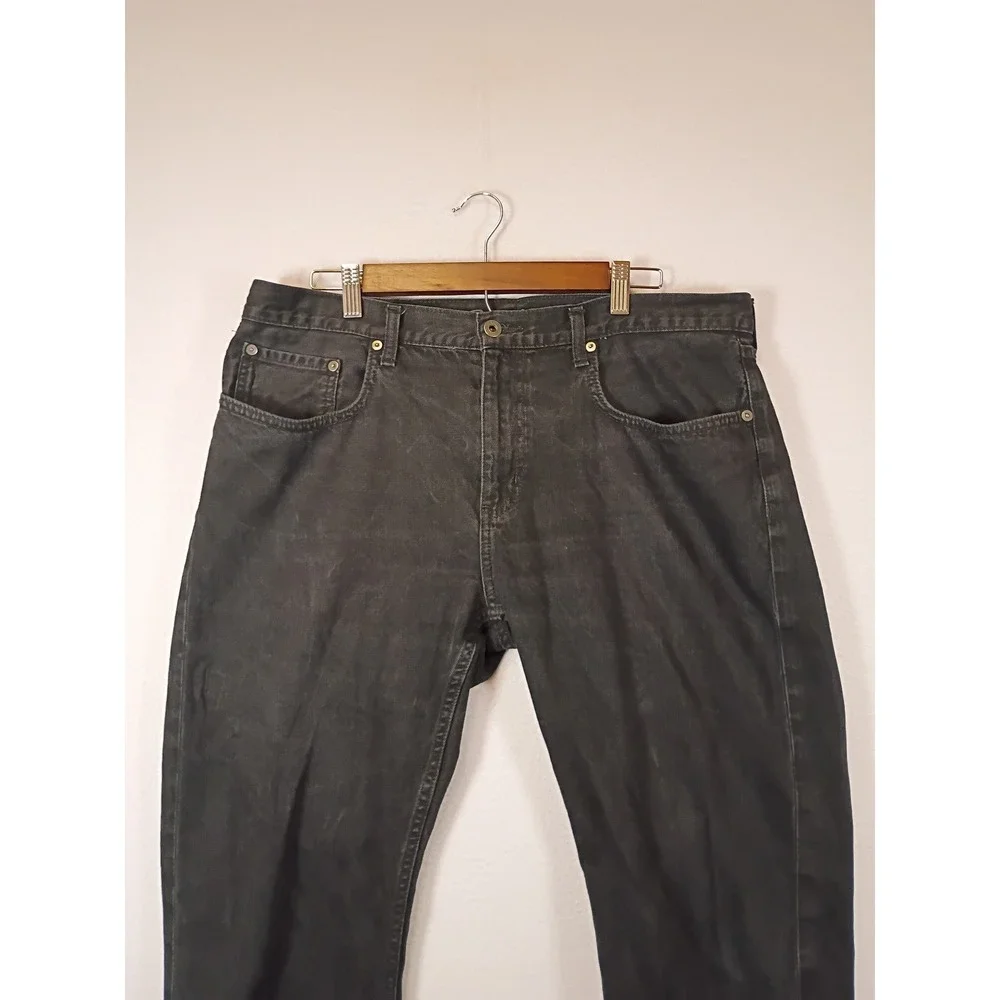 Rugged Gorpcore Eddie Bauer Mens 35x32 Charcoal Black Straight Leg Cotton Jeans
